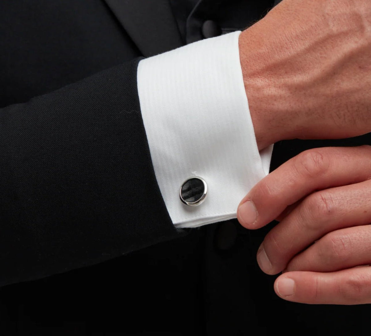Chino Cufflinks and Studs Set in Rhodium - The Great Republic