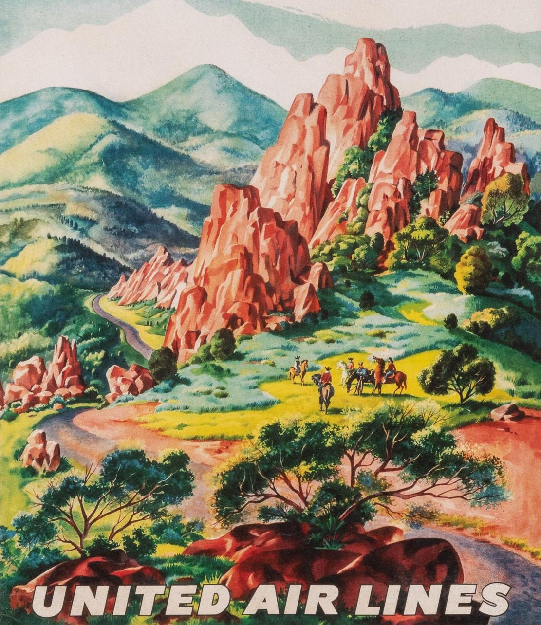 "Colorado" Vintage United Airlines Travel Poster by Joseph Feher, 1950s - The Great Republic