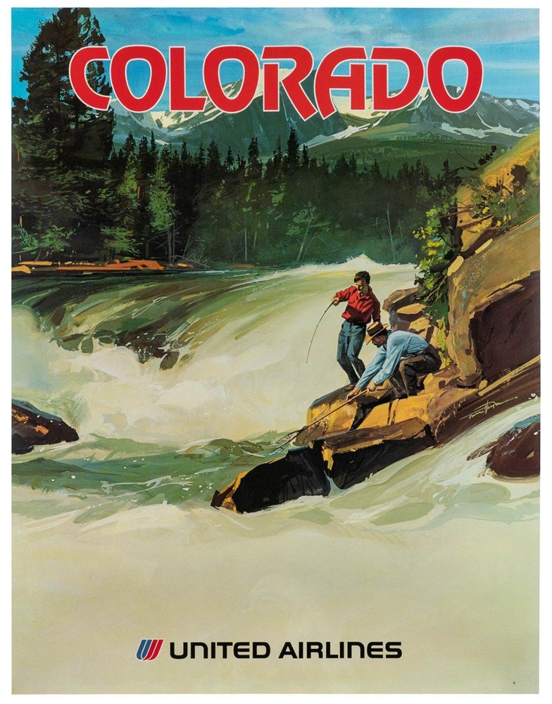 "Colorado" Vintage United Airlines Travel Poster by Tom Hoyne, circa 1970s - The Great Republic