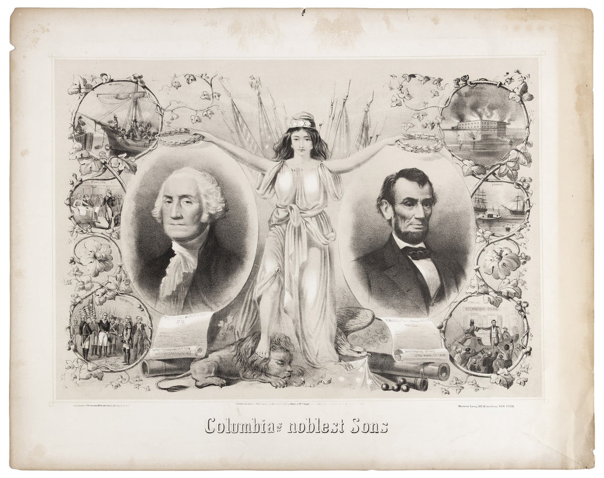"Columbia's Noblest Sons" Lithograph by Henry and William Voight, 1865 - The Great Republic
