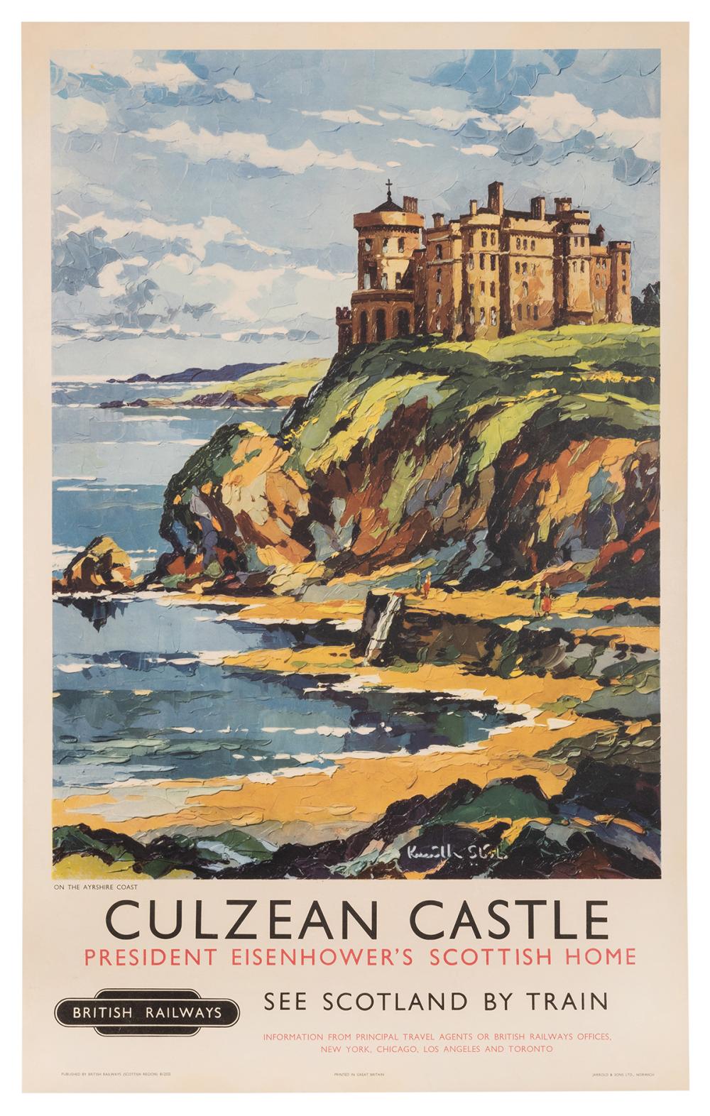 "Culzean Castle. President Eisenhower's Scottish Home" British Railways Poster, Kenneth Steel, 1950s - The Great Republic