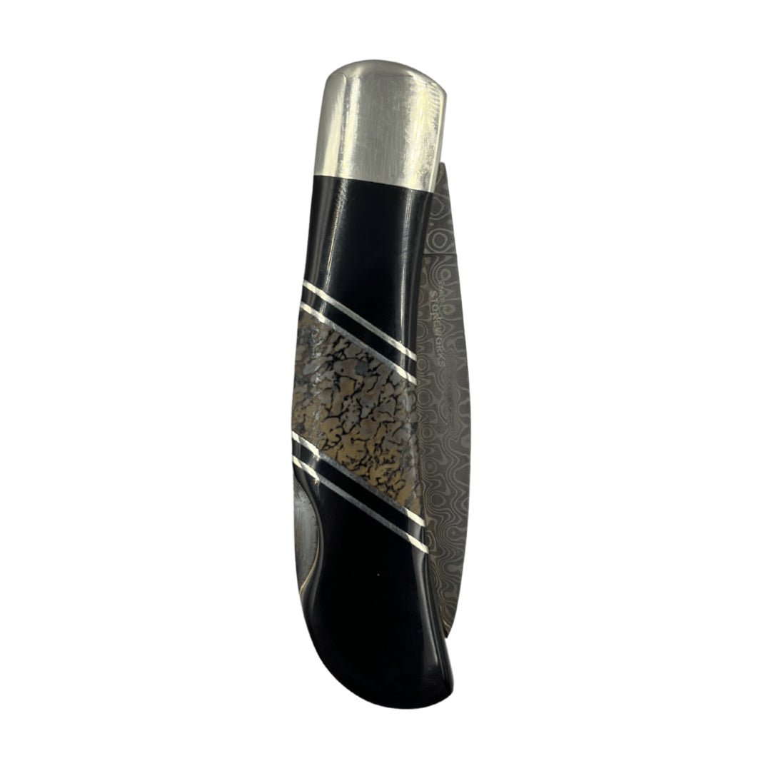 Dinosaur Bone 3" Damascus Steel Double Sided Lockback Knife - The Great Republic
