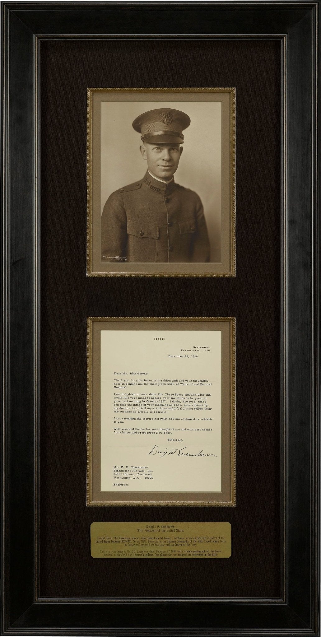 Dwight D. Eisenhower Original Photograph and Autographed Letter, 1966 - The Great Republic