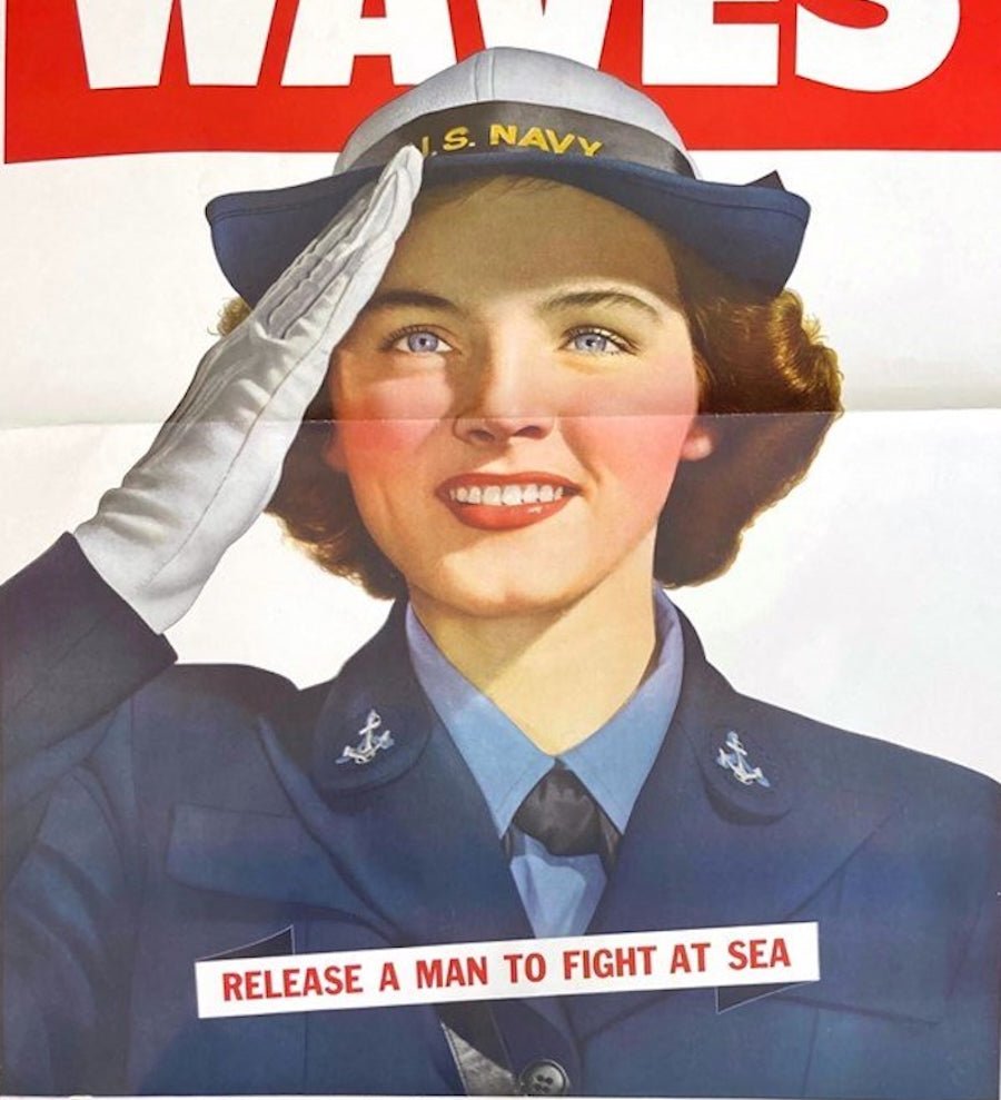 "Enlist in the Waves. Release a Man to Fight At Sea. " Vintage WWII Navy Recruitment Poster, 1943 - The Great Republic