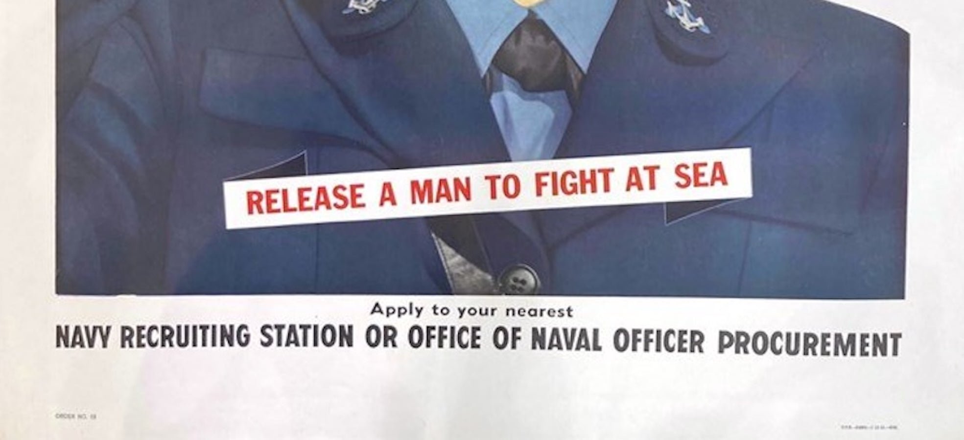 "Enlist in the Waves. Release a Man to Fight At Sea. " Vintage WWII Navy Recruitment Poster, 1943 - The Great Republic