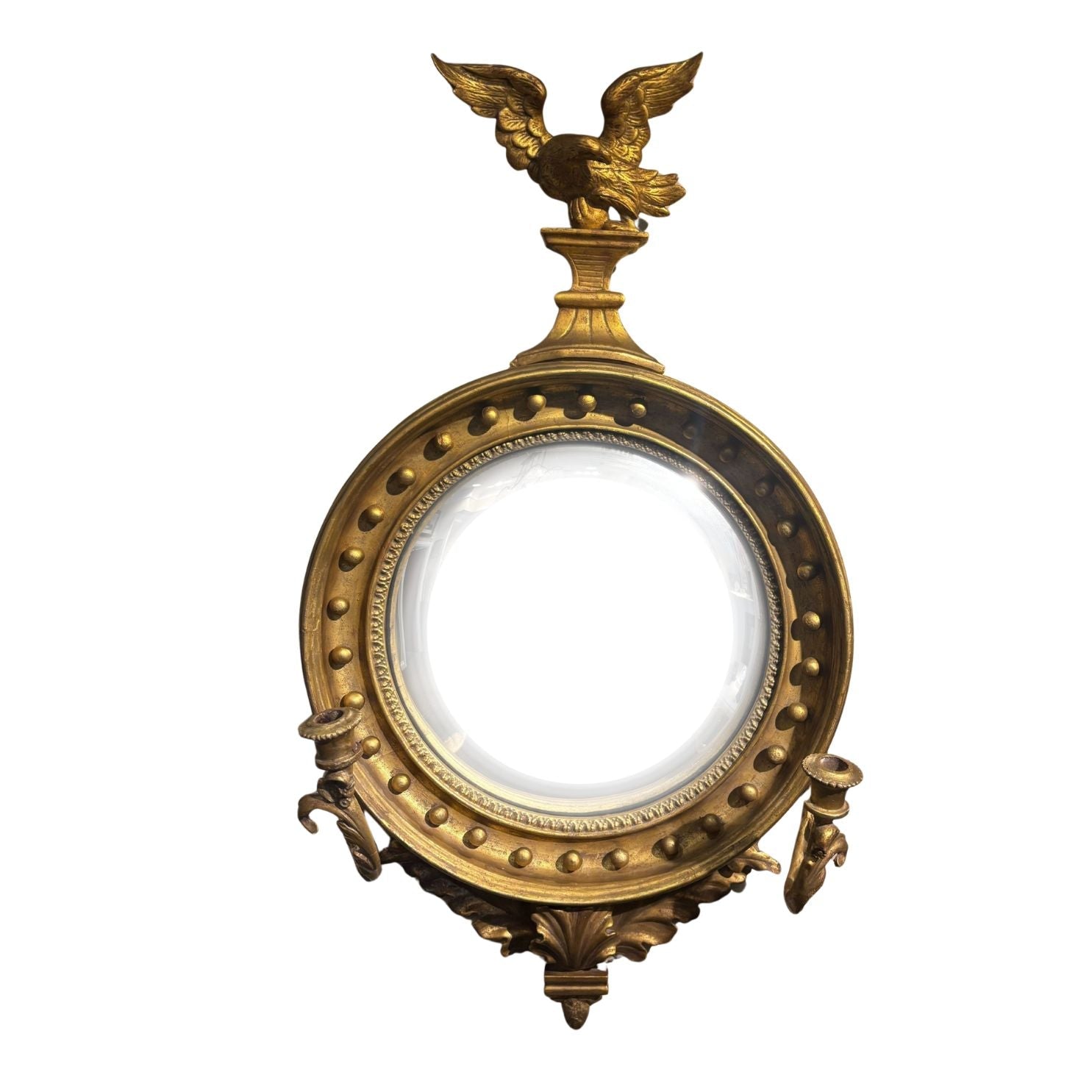 Federal Bullseye Gilt Mirror with Eagle Finial, 19th Century - The Great Republic