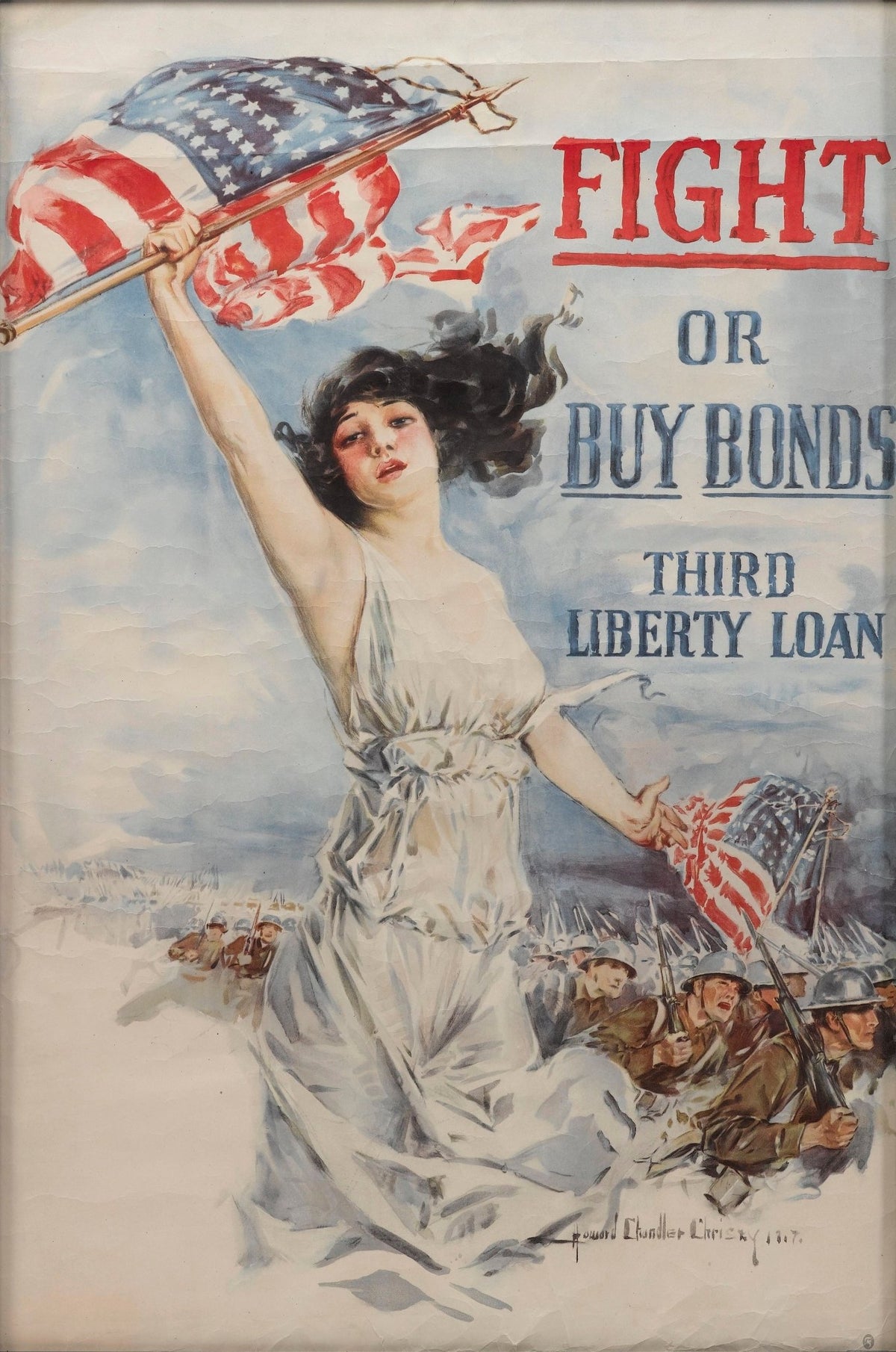 "Fight or Buy Bonds. Third Liberty Loan" Vintage WWI Poster by Howard Chandler Christy, 1917 - The Great Republic