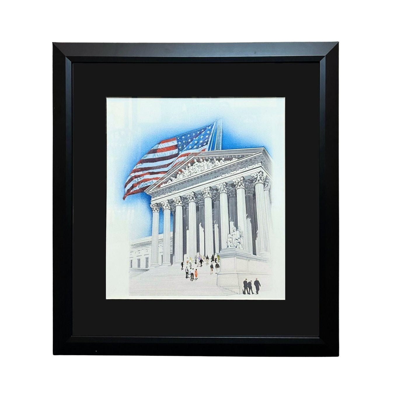 "Flag Over Supreme Court" by Jim Butcher, Original Mixed Media Painting on Illustration Board, 1983 - The Great Republic