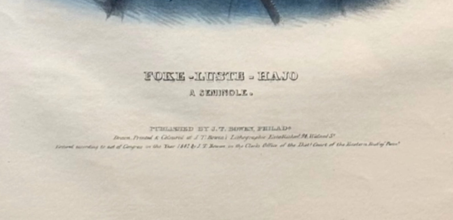 "Foke-Luste-Hajo, A Seminole" Hand-colored Lithograph by Thomas L. McKenney and James Hall, Folio Edition, 1842 - The Great Republic