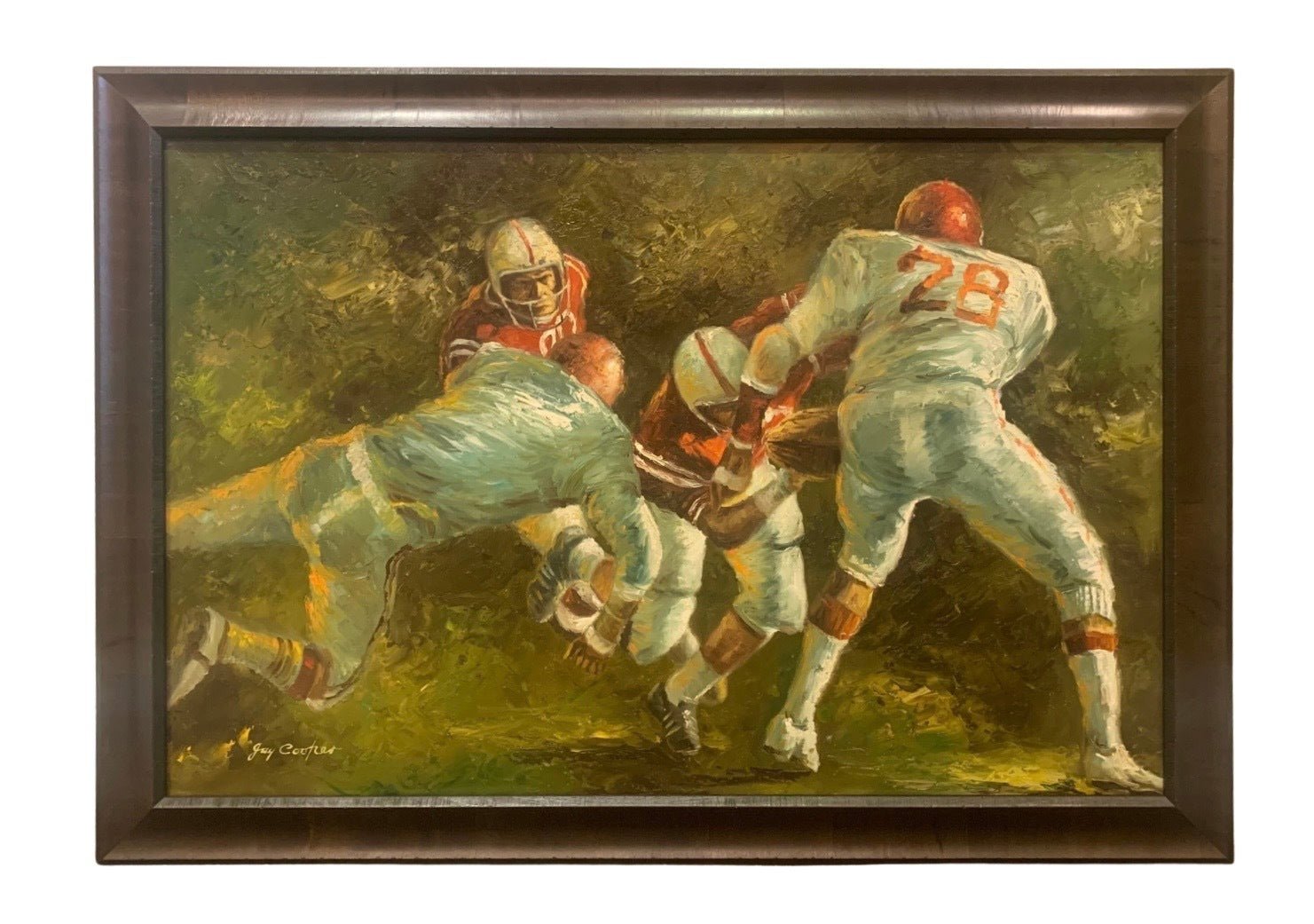 Football Scene by Jay Cooper, Oil on Canvas, Late 20th Century - The Great Republic