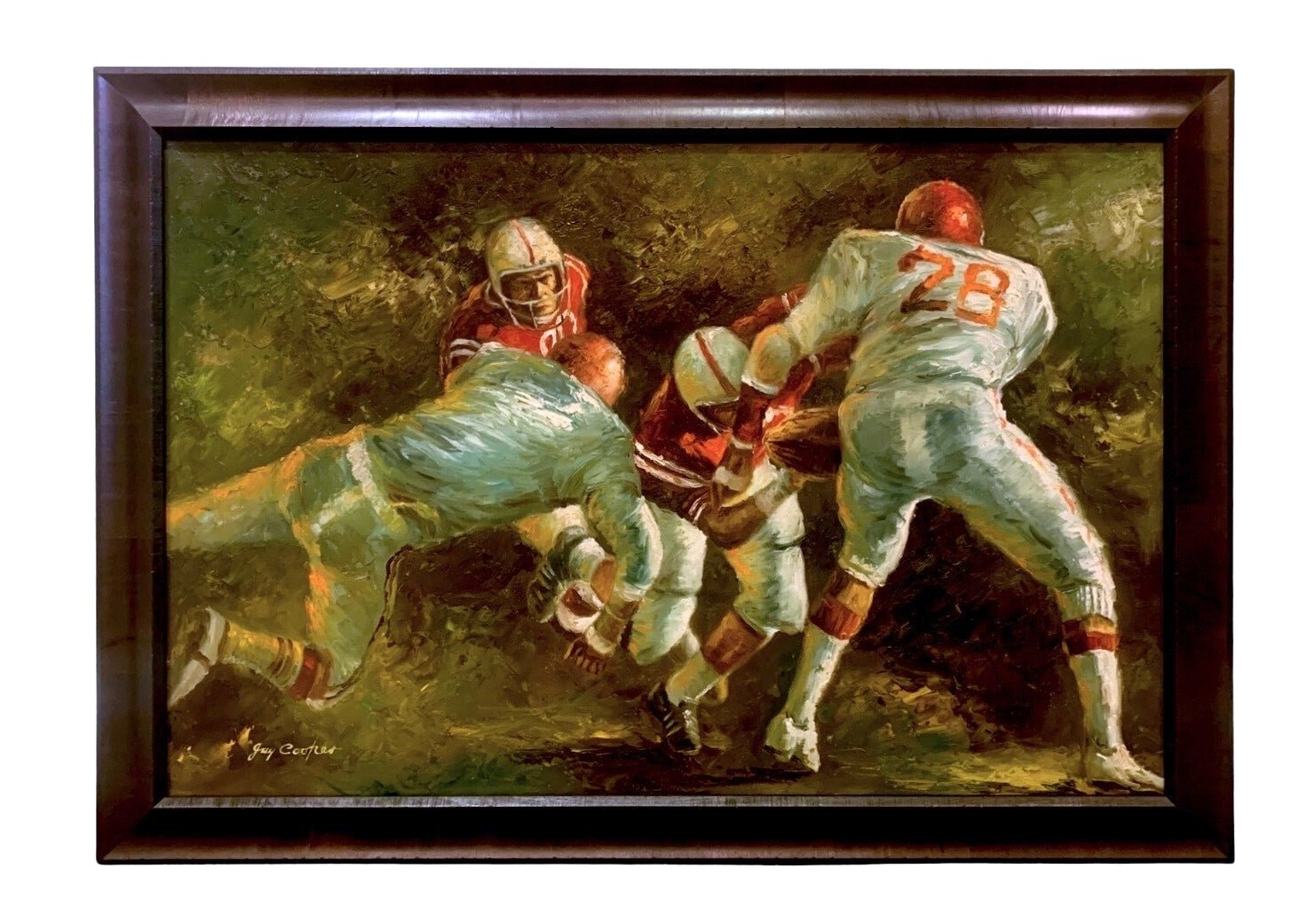 Football Scene by Jay Cooper, Oil on Canvas, Late 20th Century - The Great Republic
