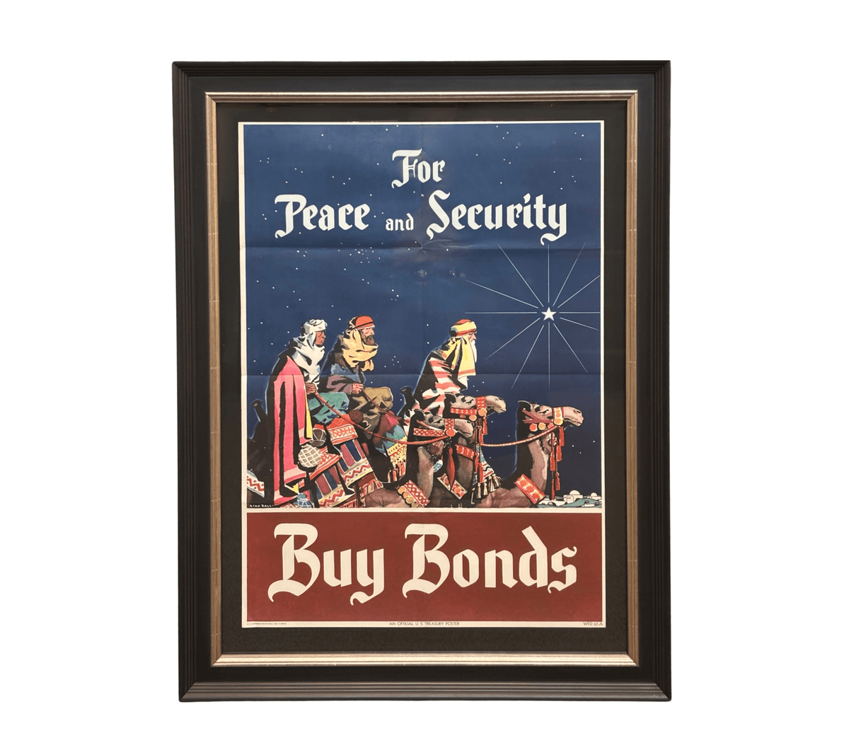 "For Peace and Security Buy War Bonds" Vintage WWII Christmas Poster by Linn Ball, 1945 - The Great Republic