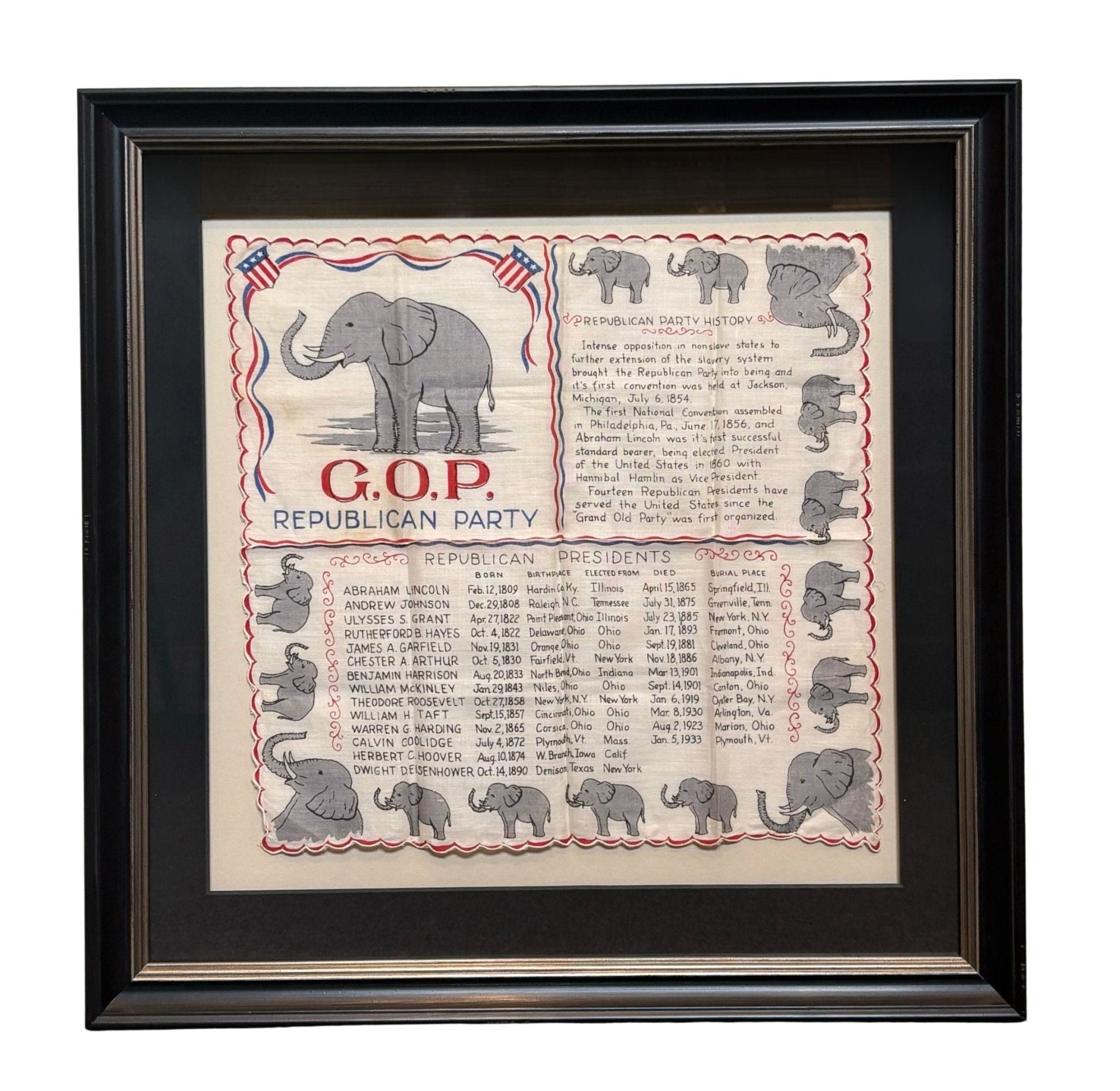 "G.O.P. Republican Party" Souvenir Handkerchief - The Great Republic