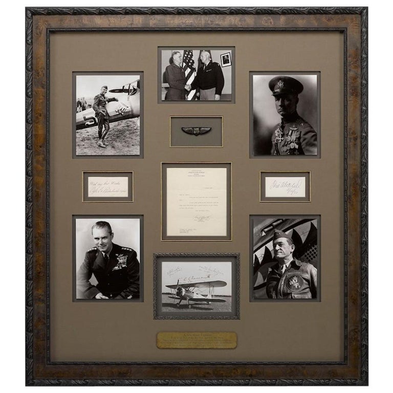Great Air Force Captains Collage, Signed by Chennault, Arnold, Vandenberg, Spaatz, Mitchell, Rickenbacker- The Great Republic