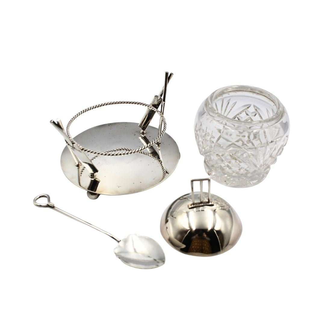 Hallmarked Sheffield Silver and Glass Cricket - Themed Sugar Jar, Circa 1900 - The Great Republic