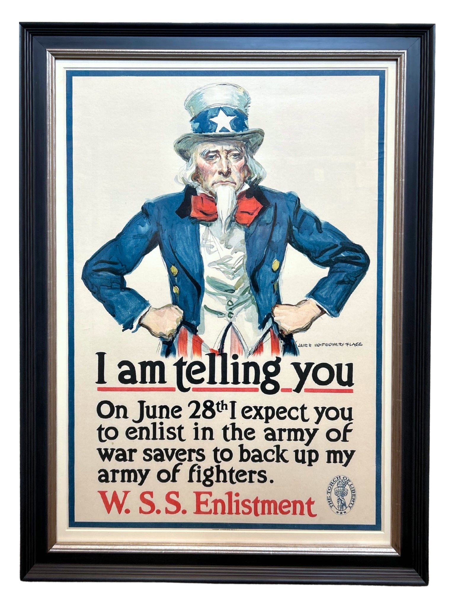 "I Am Telling You" Vintage WWI Uncle Sam W.S.S. Enlistment Poster by James Montgomery Flagg, 1918 - The Great Republic
