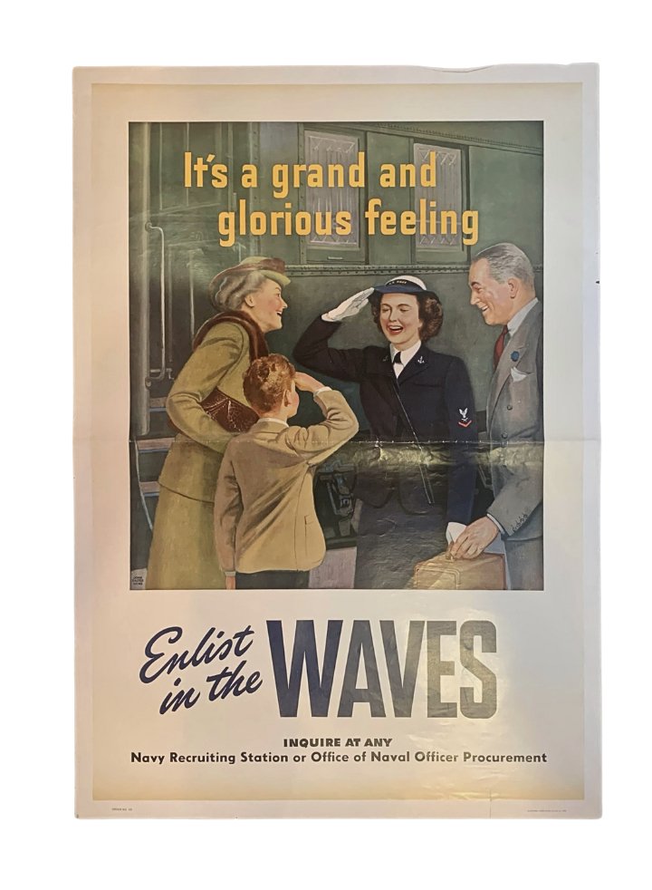 "It's a grand and glorious feeling. Enlist in the WAVES" Vintage WWII Recruitment Poster, by John Falter, 1943 - The Great Republic