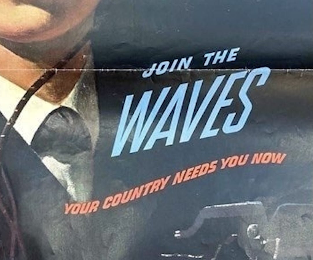 "It's A Woman's War Too! Join the WAVES, Your Country Needs You Now" Vintage WWII Recruitment Poster by John Falter, 1943 - The Great Republic