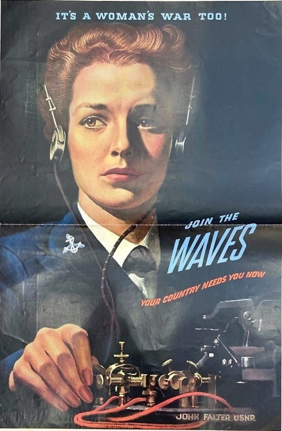 "It's A Woman's War Too! Join the WAVES, Your Country Needs You Now" Vintage WWII Recruitment Poster by John Falter, 1943 - The Great Republic