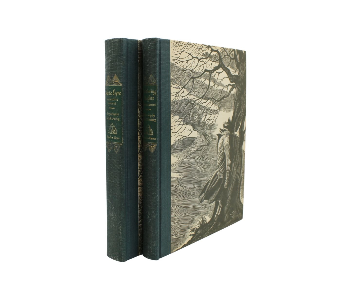 Jane Eyre by Charlotte Bronte and Wuthering Heights by Emily Bronte, Illustrated by Fritz Eichenberg, Two Volume Set, 1943 - The Great Republic