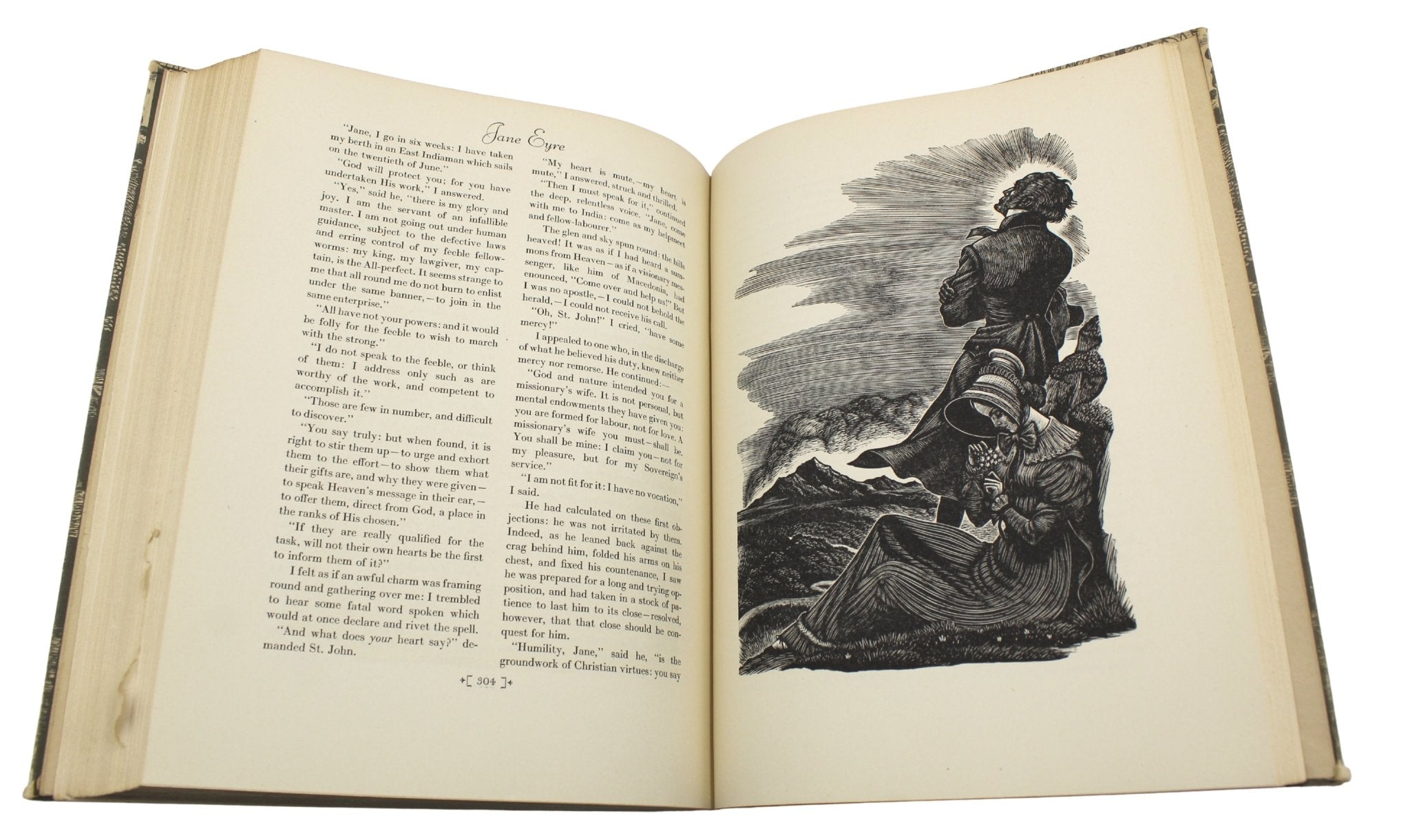 Jane Eyre by Charlotte Bronte and Wuthering Heights by Emily Bronte, Illustrated by Fritz Eichenberg, Two Volume Set, 1943 - The Great Republic