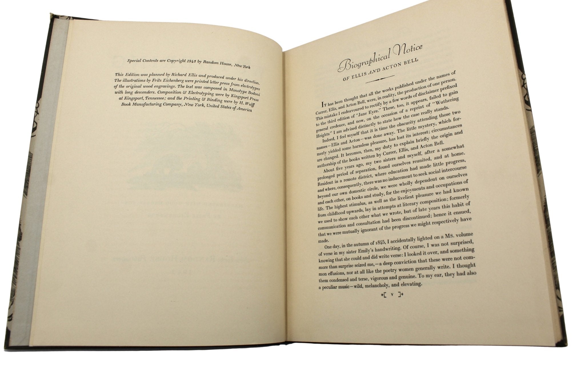 Jane Eyre by Charlotte Bronte and Wuthering Heights by Emily Bronte, Illustrated by Fritz Eichenberg, Two Volume Set, 1943 - The Great Republic
