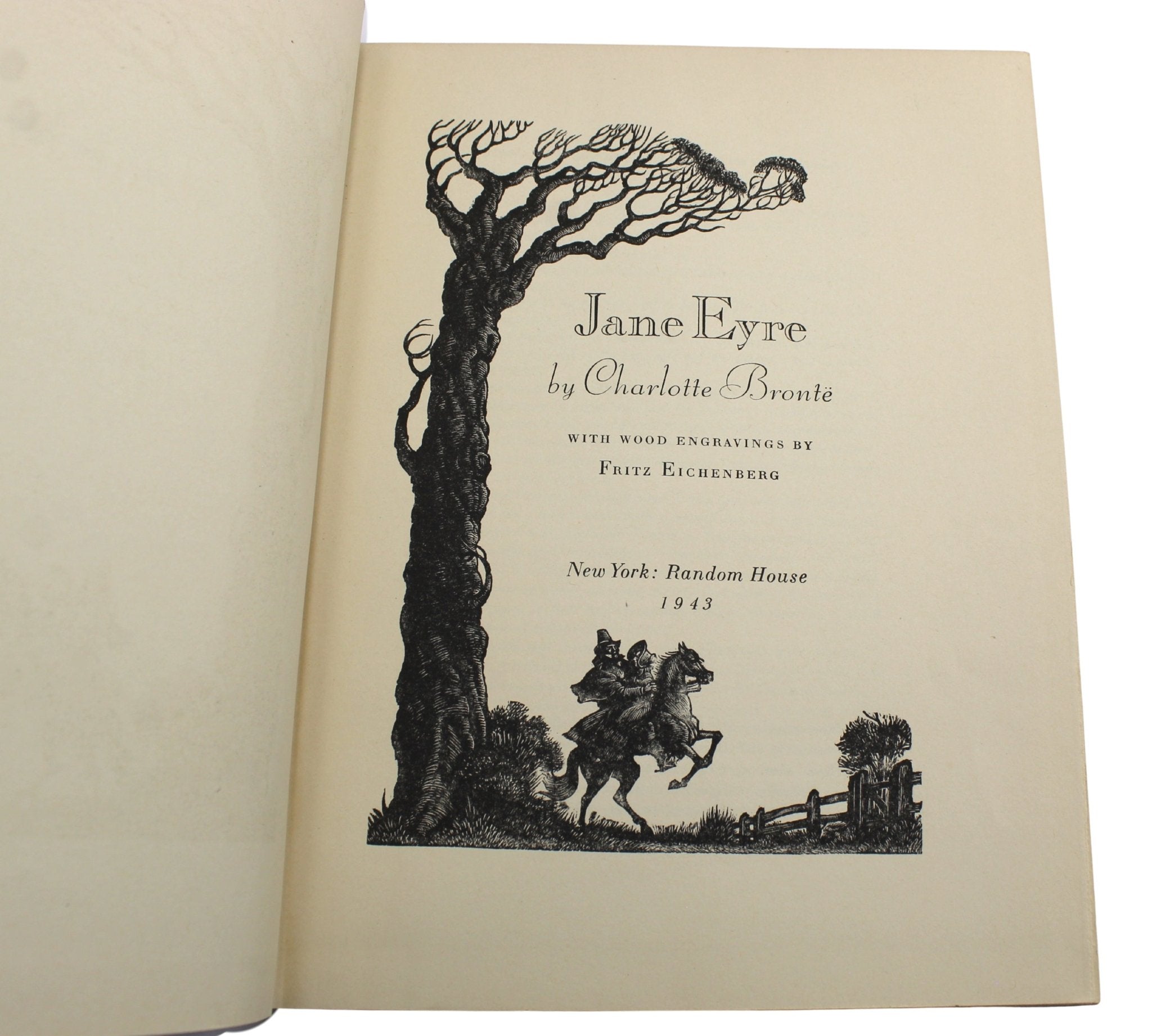 Jane Eyre by Charlotte Bronte and Wuthering Heights by Emily Bronte, Illustrated by Fritz Eichenberg, Two Volume Set, 1943 - The Great Republic