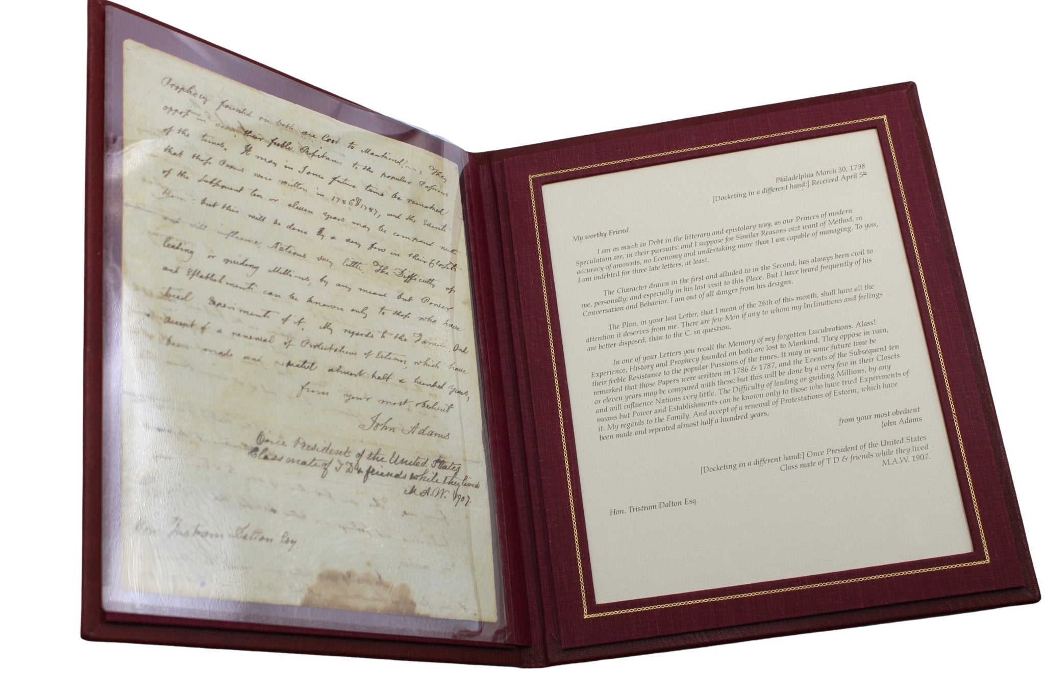 John Adams Letter Signed, to Tristam Dalton, March 30, 1798 - The Great Republic