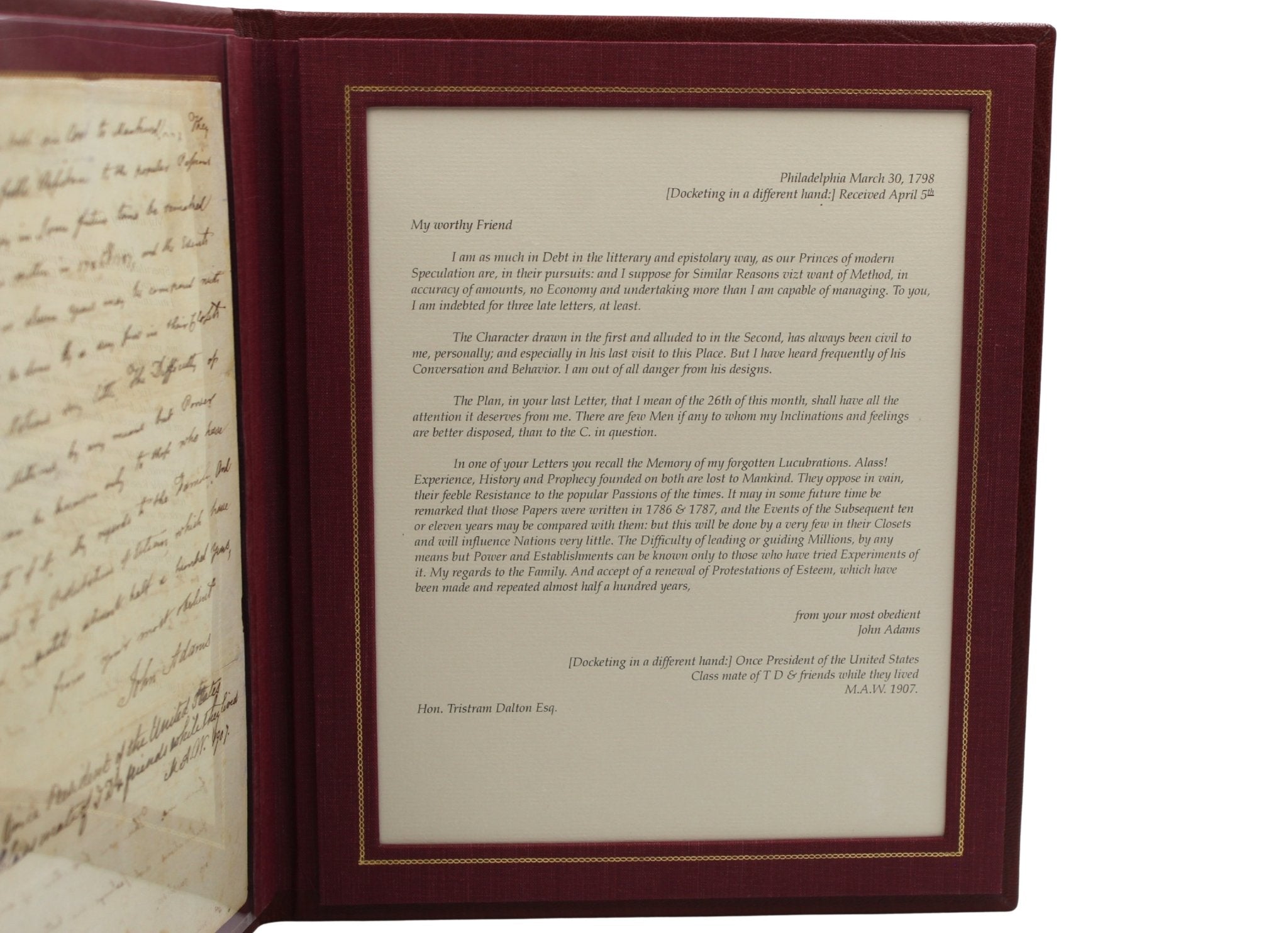 John Adams Letter Signed, to Tristam Dalton, March 30, 1798 - The Great Republic