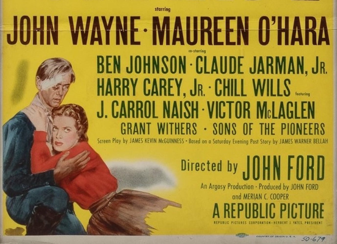 "John Ford's Rio Grande" Vintage Movie Poster, 1950 - The Great Republic