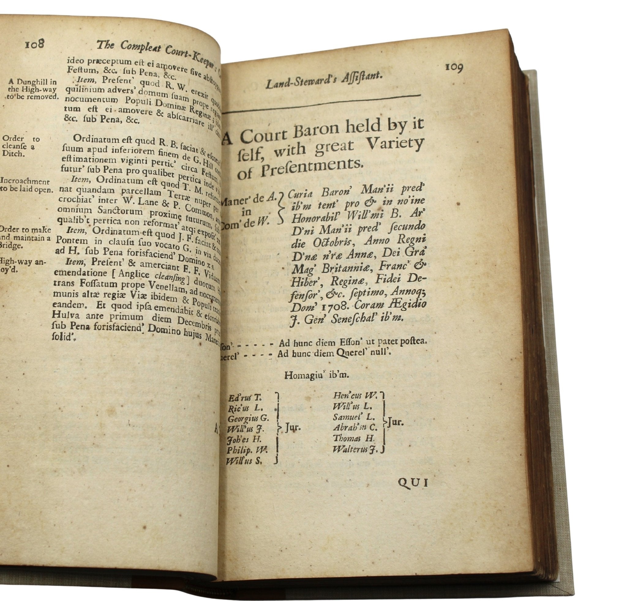 John Jay's Signed Copy of The Compleat Court Keeper; or, Land - Steward’s Assistant by Giles Jacob, Second Edition, 1715 - The Great Republic