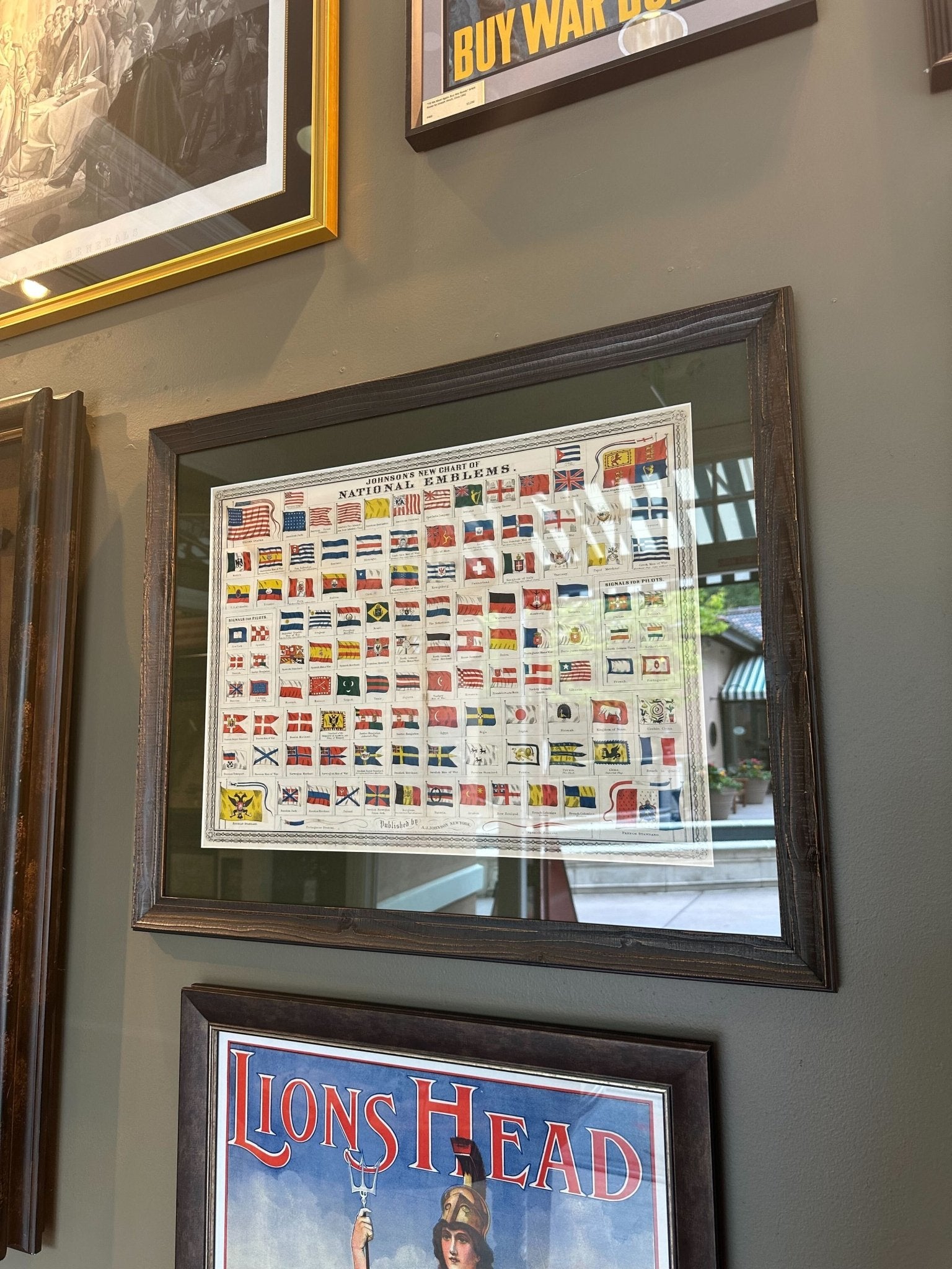 "Johnson's New Chart of National Emblems" Hand Colored Engraving by A. J. Johnson, 1870 - The Great Republic