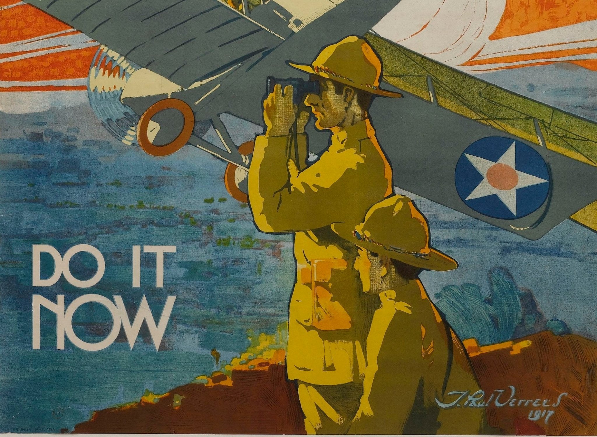 "Join the Air Service and Serve in France" Vintage WWI Poster by J. Paul Verrees, 1917 - The Great Republic