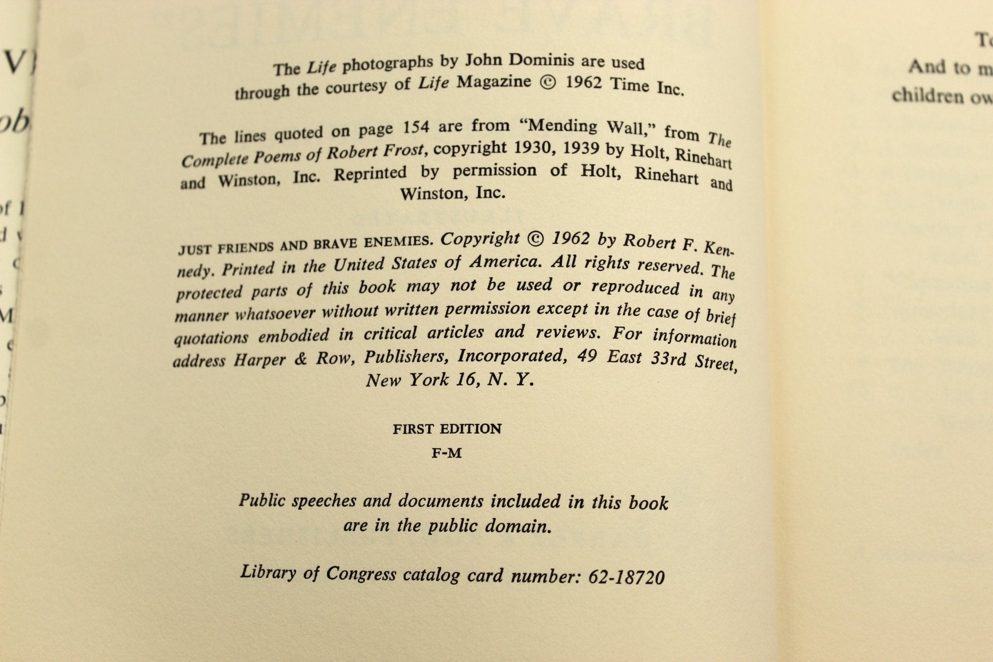 Just Friends and Brave Enemies by Robert F. Kennedy, First Edition, in Dust Jacket, 1962 - The Great Republic