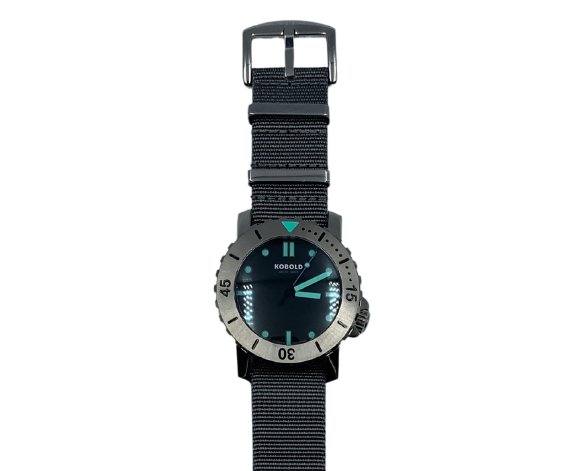 Kobold Arctic Diver Titanium Polished Watch with Gray Nylon Strap - The Great Republic