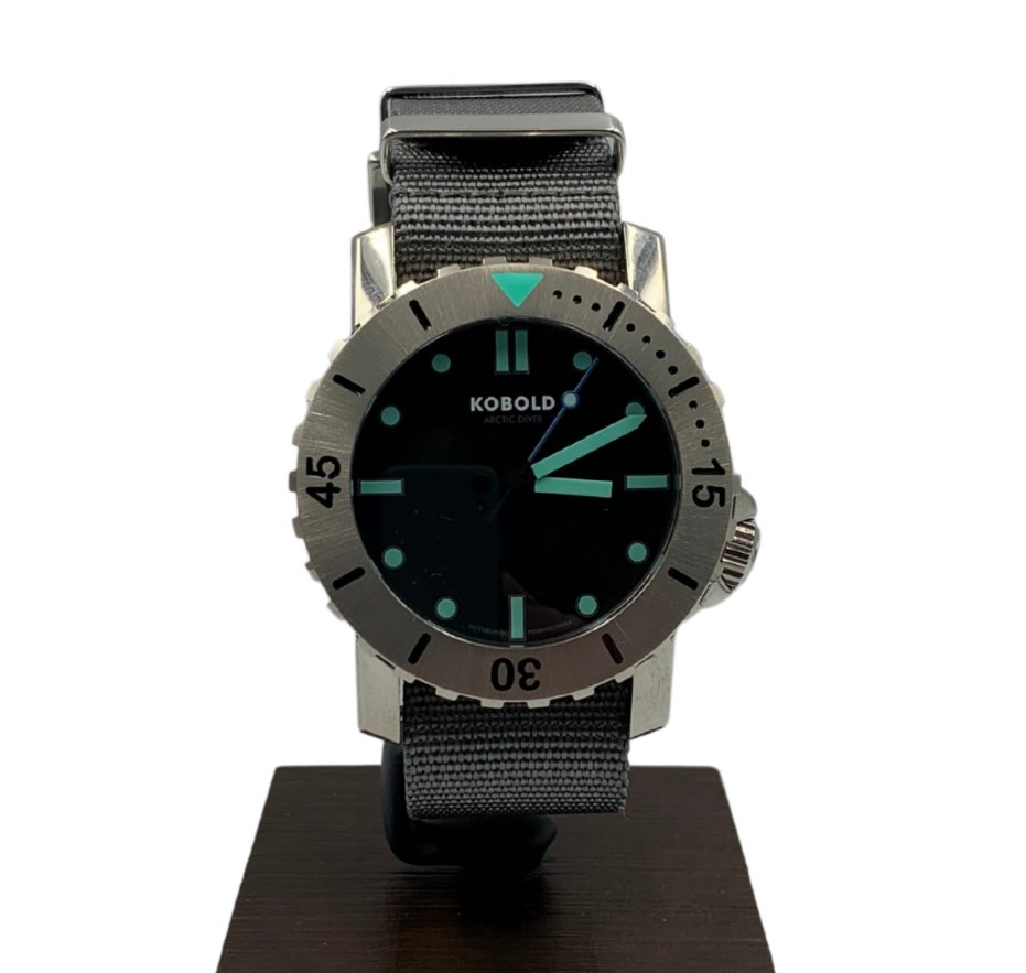 Kobold Arctic Diver Titanium Polished Watch with Gray Nylon Strap - The Great Republic