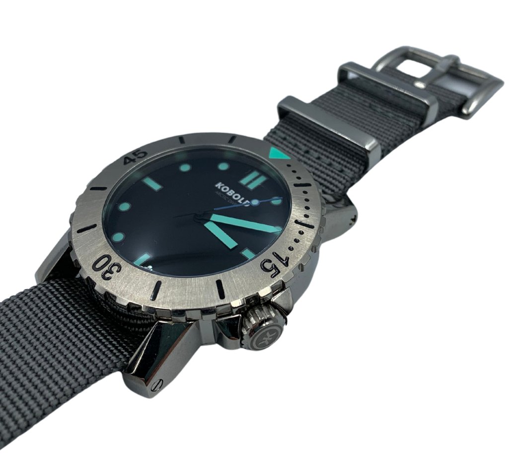 Kobold Arctic Diver Titanium Polished Watch with Gray Nylon Strap - The Great Republic