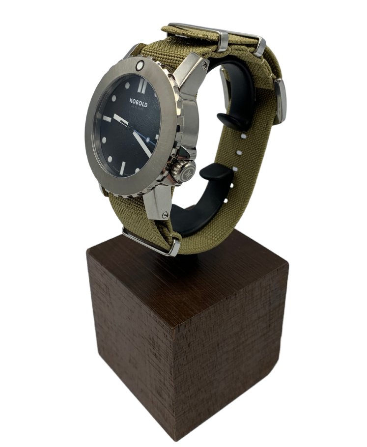 Kobold Arctic Diver Titanium Polished Watch with Tan Nylon Strap - The Great Republic