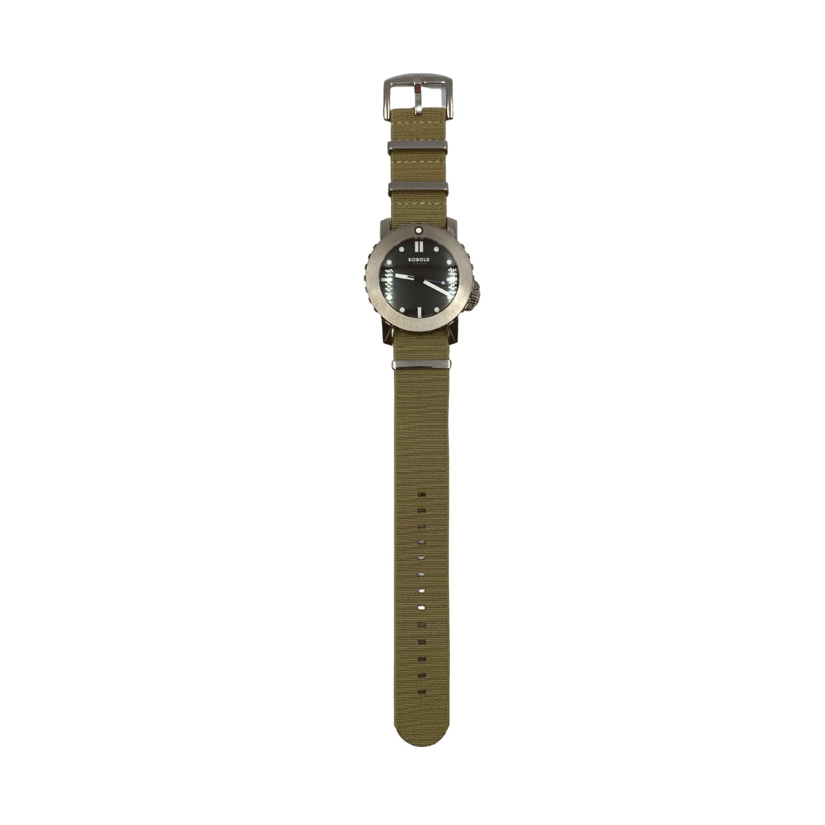 Kobold Arctic Diver Titanium Polished Watch with Tan Nylon Strap - The Great Republic