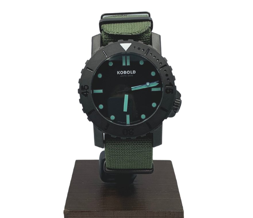 Kobold Arctic Diver Titanium Tactical Watch with Green Nylon Strap - The Great Republic
