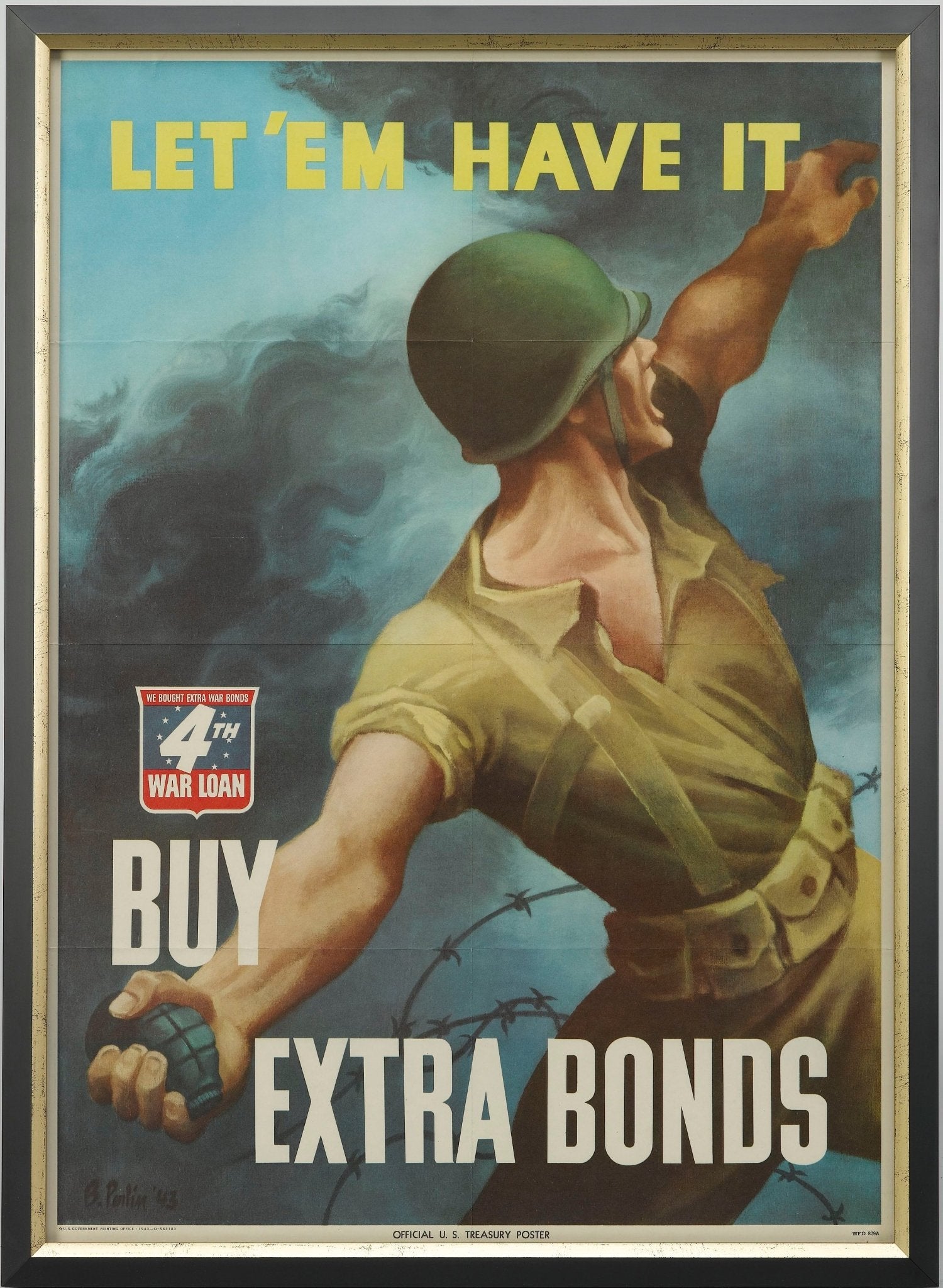 "Let 'Em Have It. Buy Extra Bonds" Vintage WWII 4th War Loan Poster, 1943 - The Great Republic