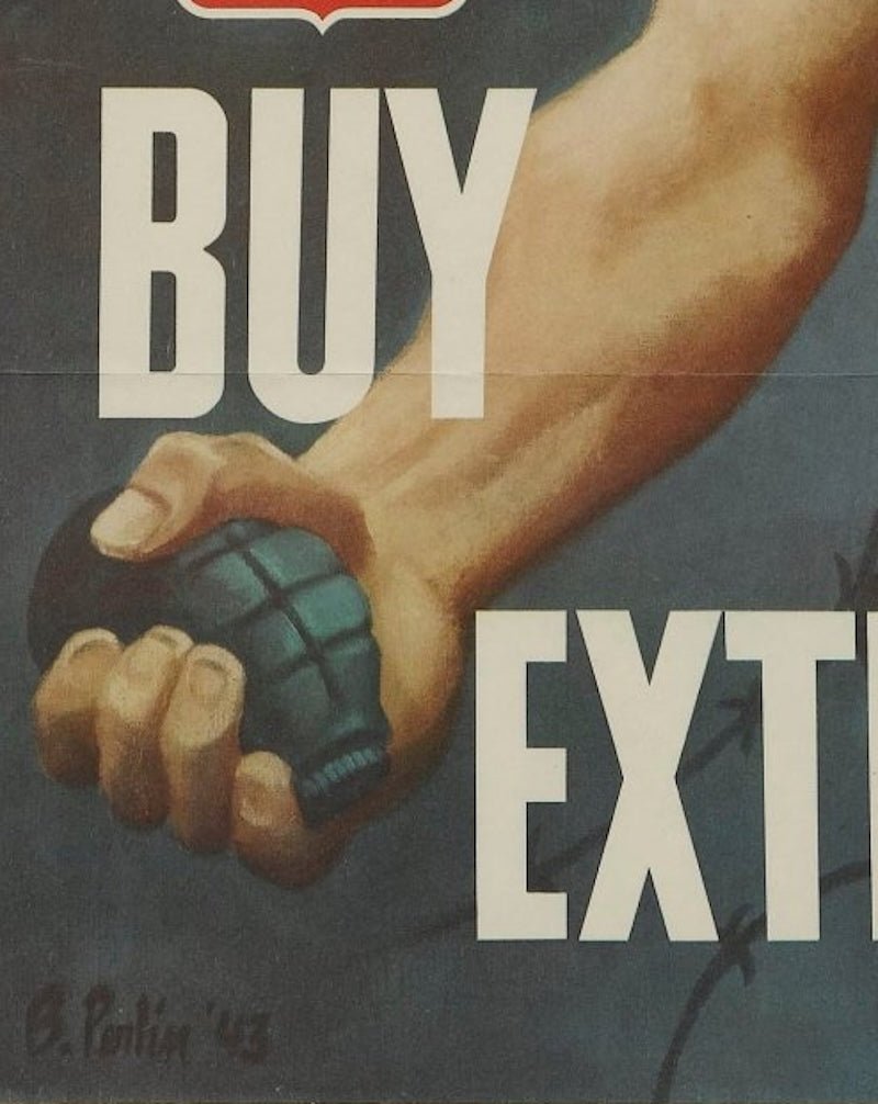 "Let 'Em Have It. Buy Extra Bonds" Vintage WWII 4th War Loan Poster, 1943 - The Great Republic