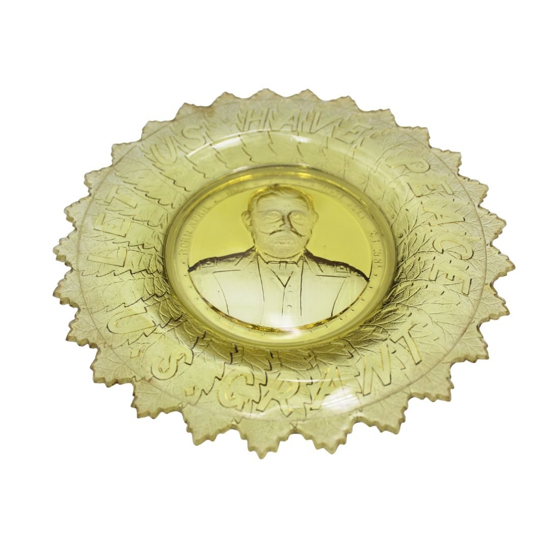 “Let Us Have Peace. U. S. Grant" Commemorative Glass Bowl, by Gillinder & Sons, ca. 1880s (amber) - The Great Republic