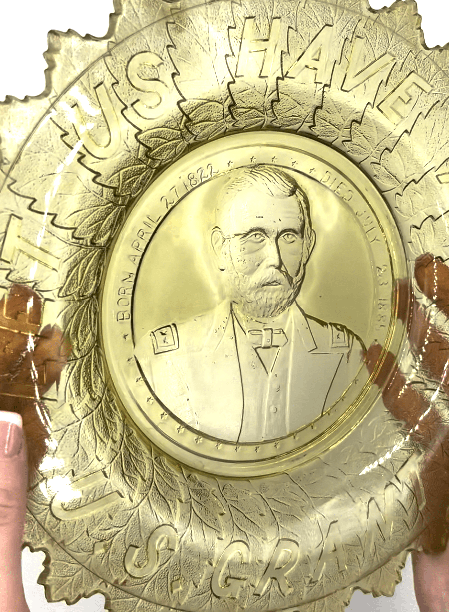 “Let Us Have Peace. U. S. Grant" Commemorative Glass Bowl, by Gillinder & Sons, ca. 1880s (amber) - The Great Republic