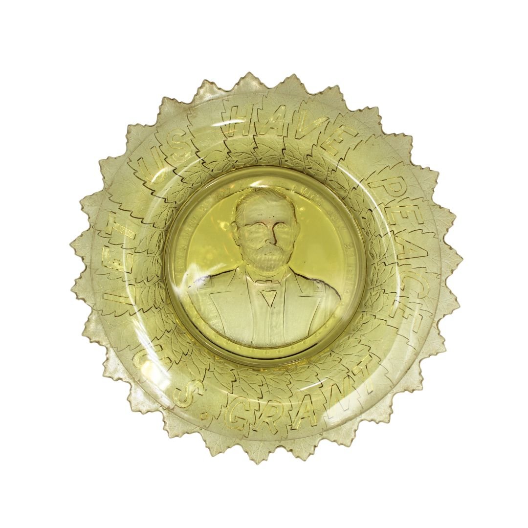 “Let Us Have Peace. U. S. Grant" Commemorative Glass Bowl, by Gillinder & Sons, ca. 1880s (amber) - The Great Republic