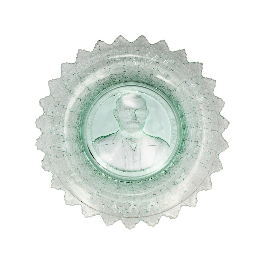 “Let Us Have Peace. U. S. Grant" Commemorative Glass Bowl, by Gillinder & Sons, ca. 1880s (green apple) - The Great Republic