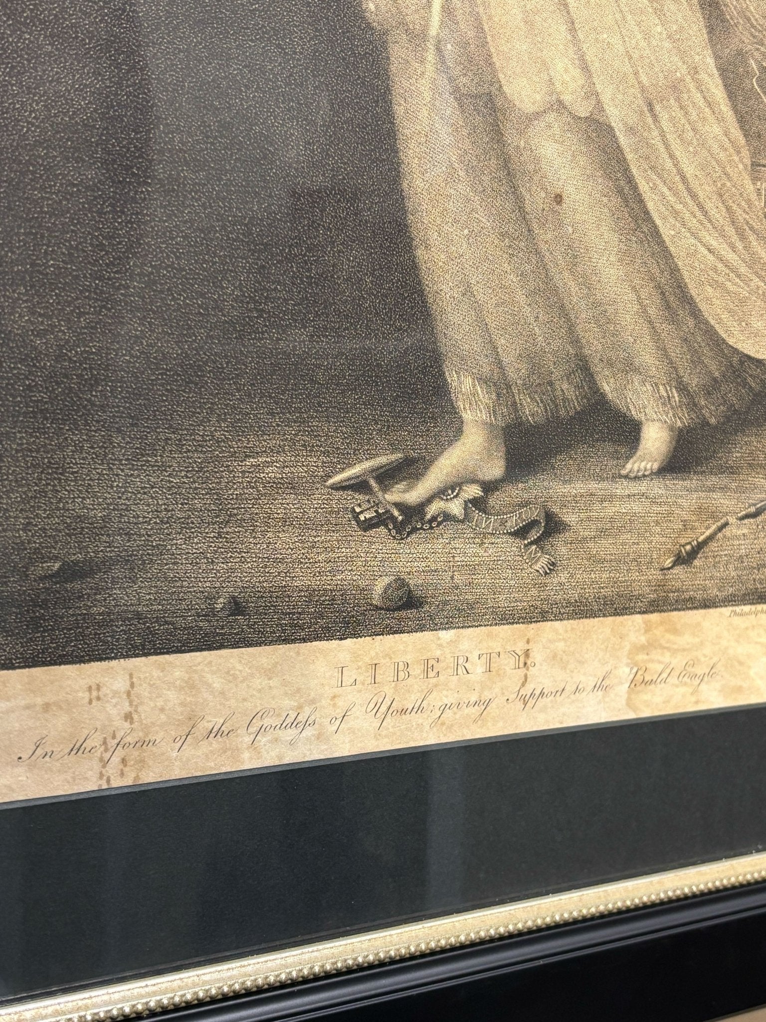 "Liberty In the Form of the Goddess of Youth Giving Support to the Bald Eagle" Stipple Engraving by Edward Savage, 1796 - The Great Republic
