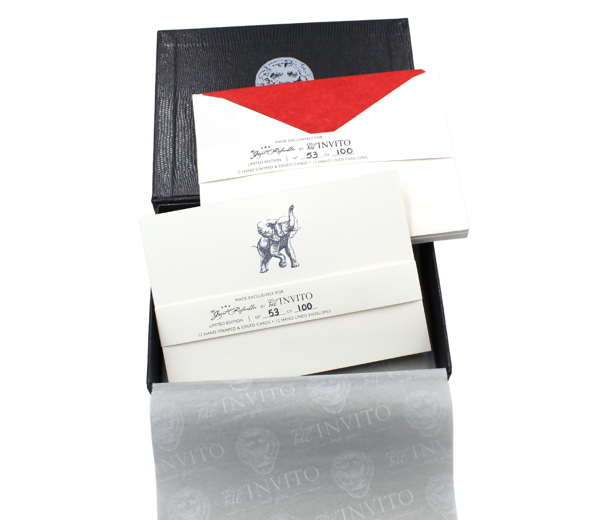 Limited Edition Elephant Embossed Notecards and Envelopes Set of 12 - The Great Republic