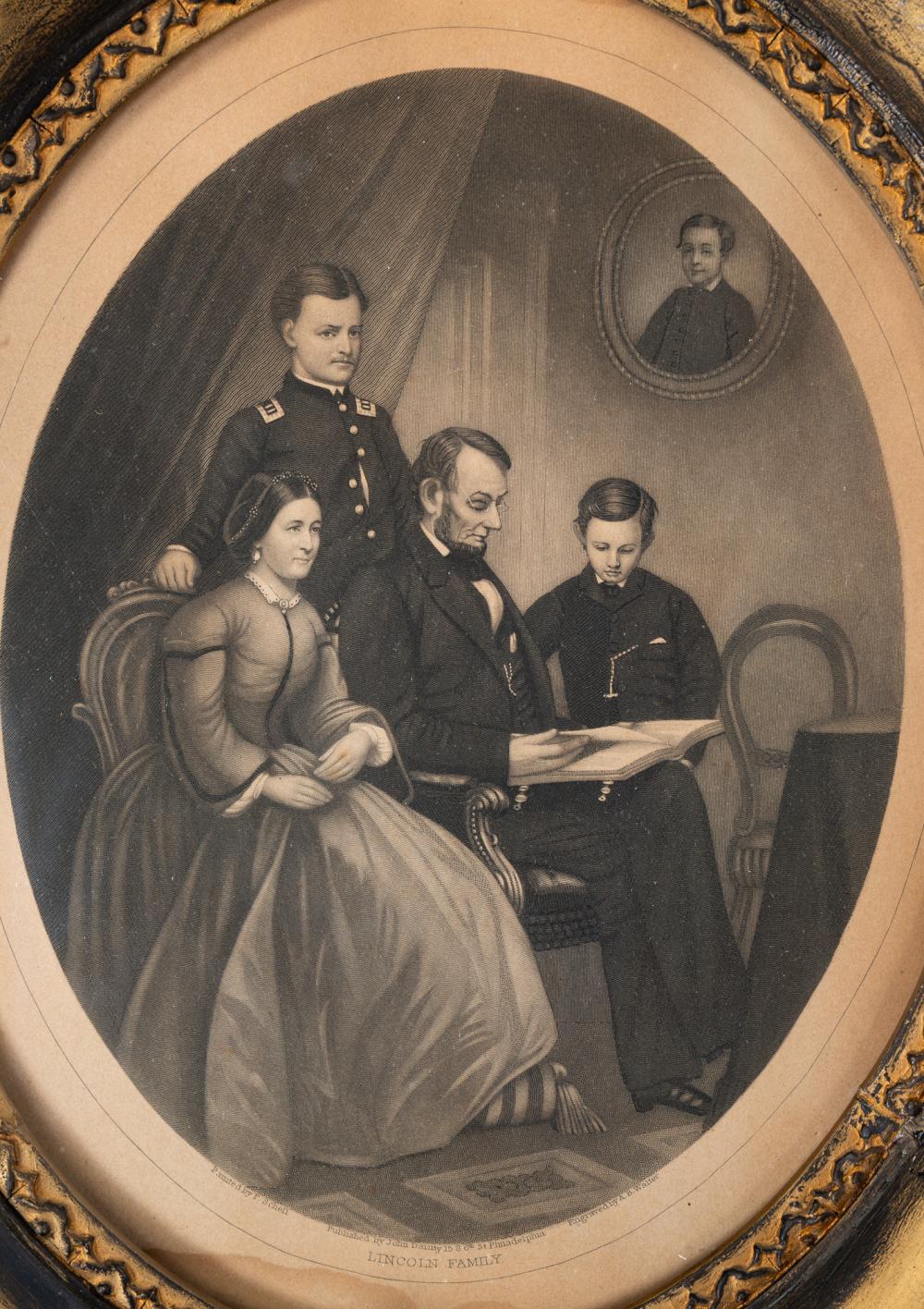 "Lincoln Family" Oval Engraving by A. B. Walter, after Francis Schell - The Great Republic