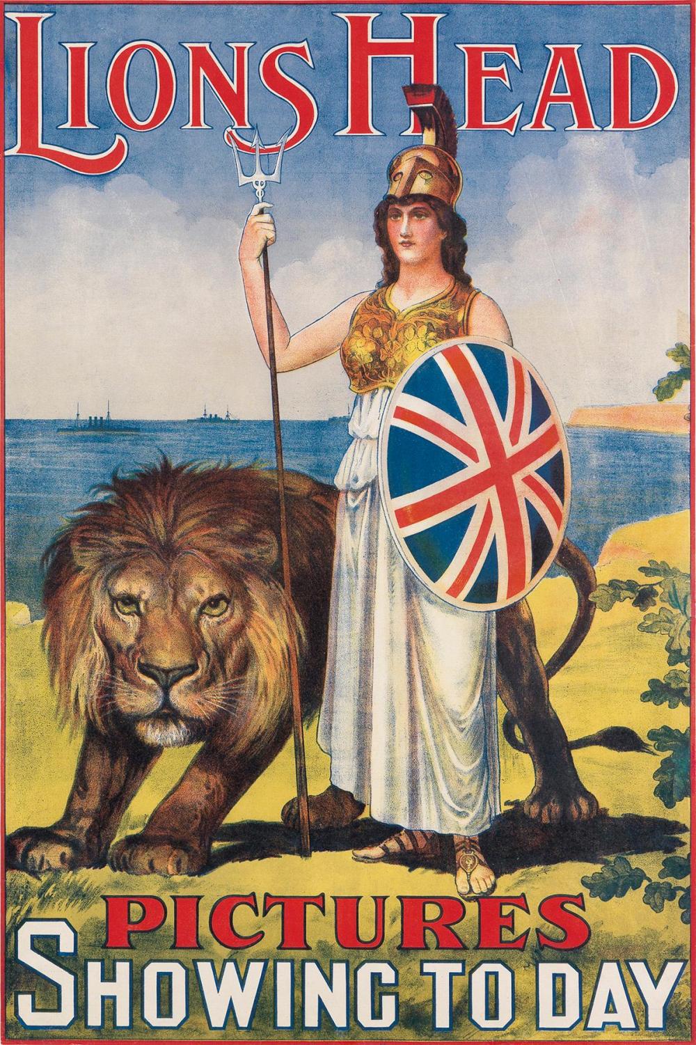 "Lions Head / Pictures Showing Today" Cinematic Poster, Circa 1911 - The Great Republic